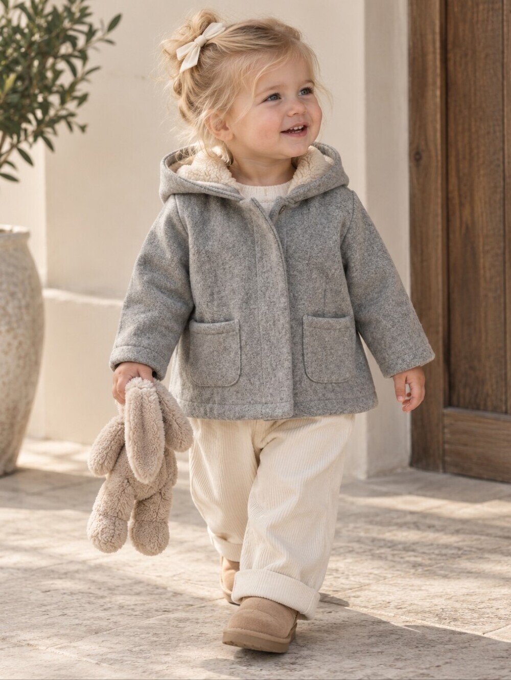 Old Navy Baby Gray Sherpa Lined Hooded Coat Jacket 12-18M